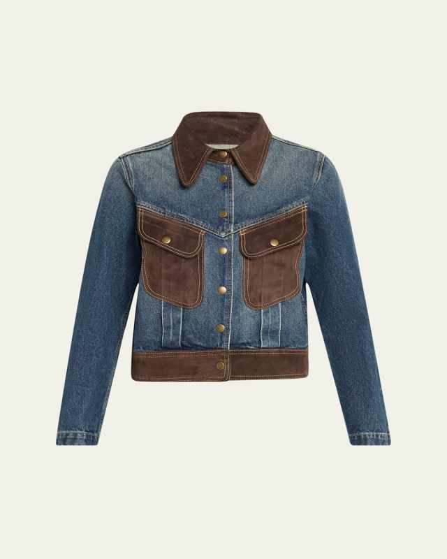 Brooklyn Suede-Trim Denim Jacket